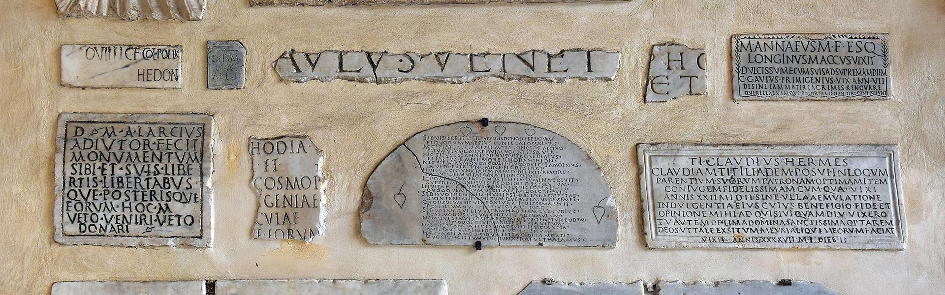 Marble plates with an inscription in latin