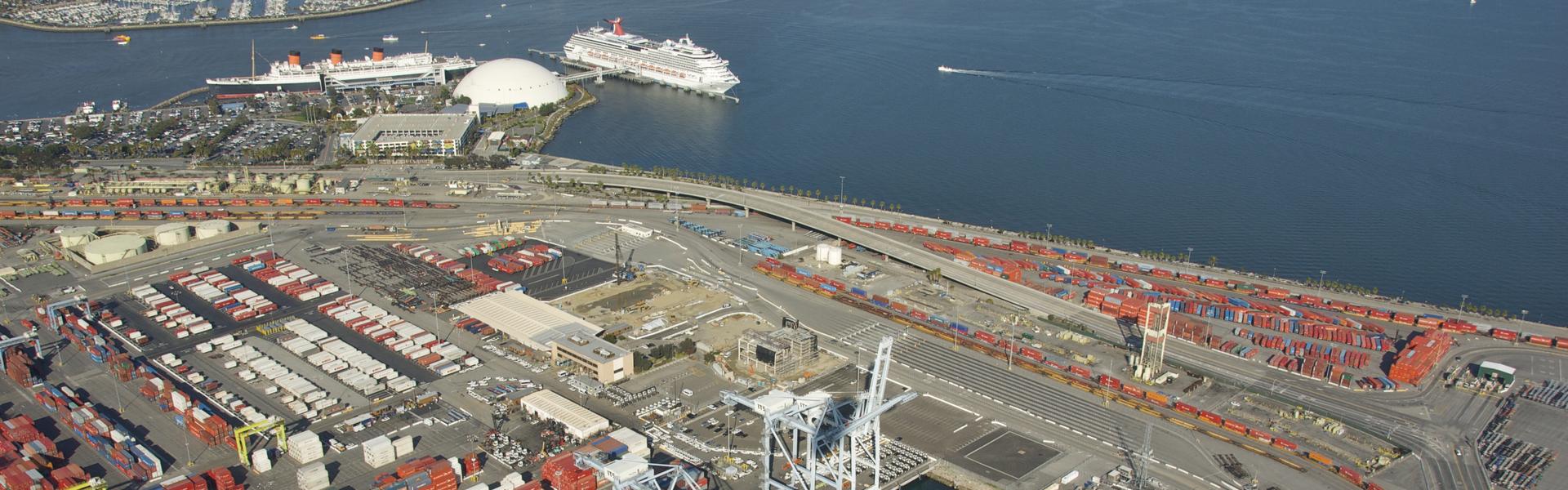 Aerial shot of the Port of Long Beach.