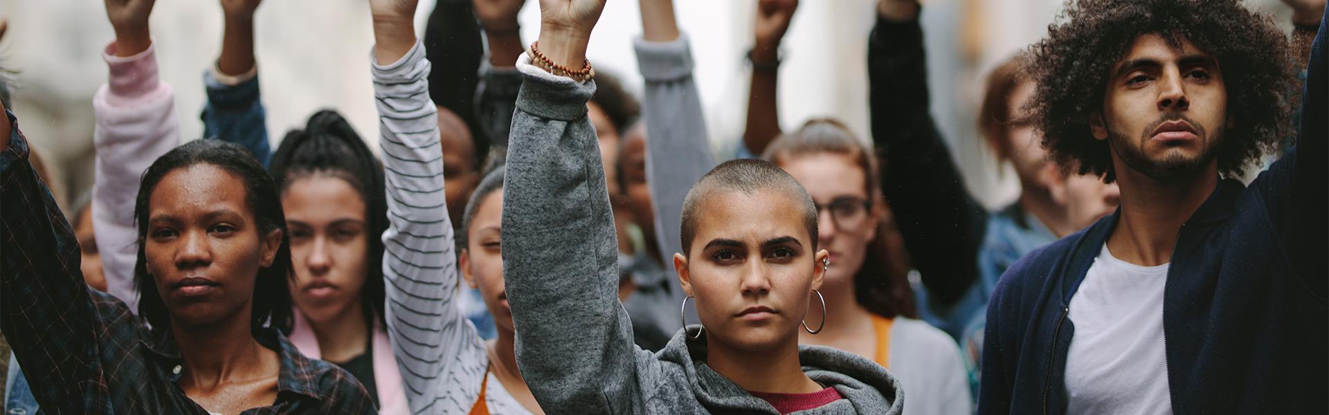 Activists protesting on the street 