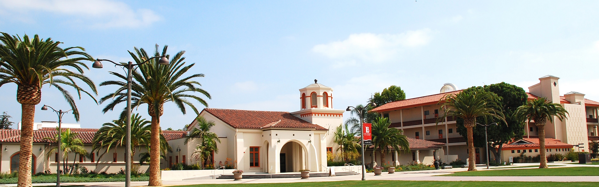 Wide shot of the A building on the LAC campus.