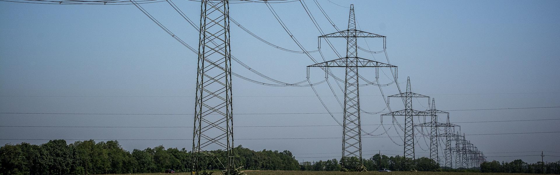 Power lines in a field.