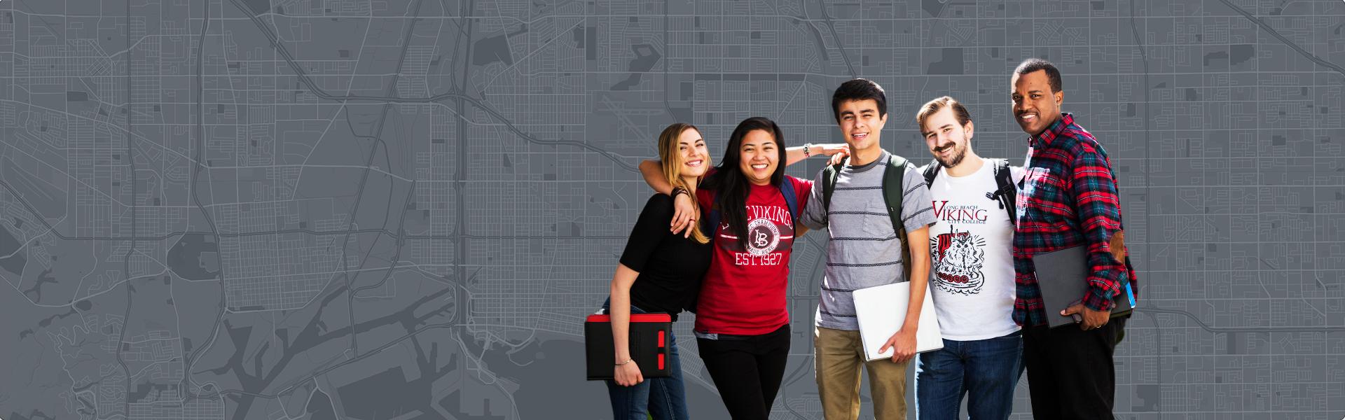 LBCC Strategic Plan background with Lakewood map and LBCC students