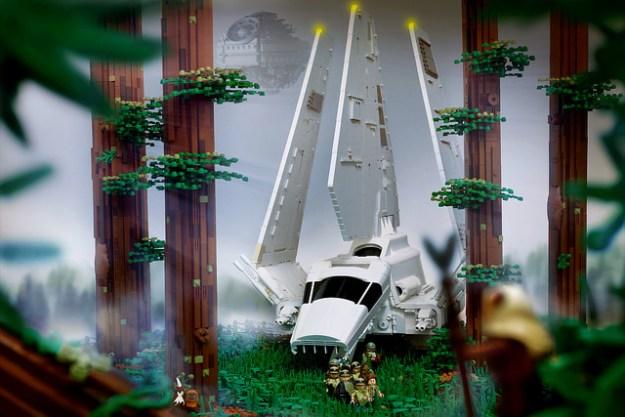 This is a picture of an Imperial Shuttle built out of LEGO.
