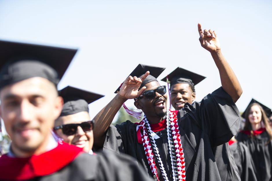 A shot of students at LBCC Commencement 2018