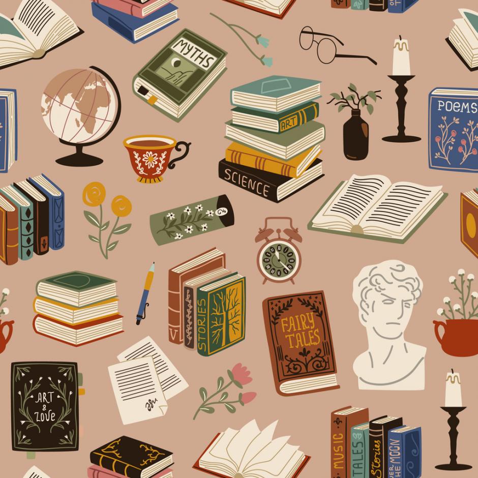 Books seamless pattern