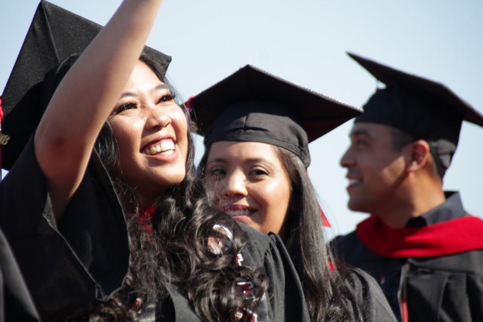 LBCC students waving at the commencement