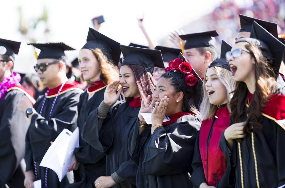 LBCC Students cheering at Commencement