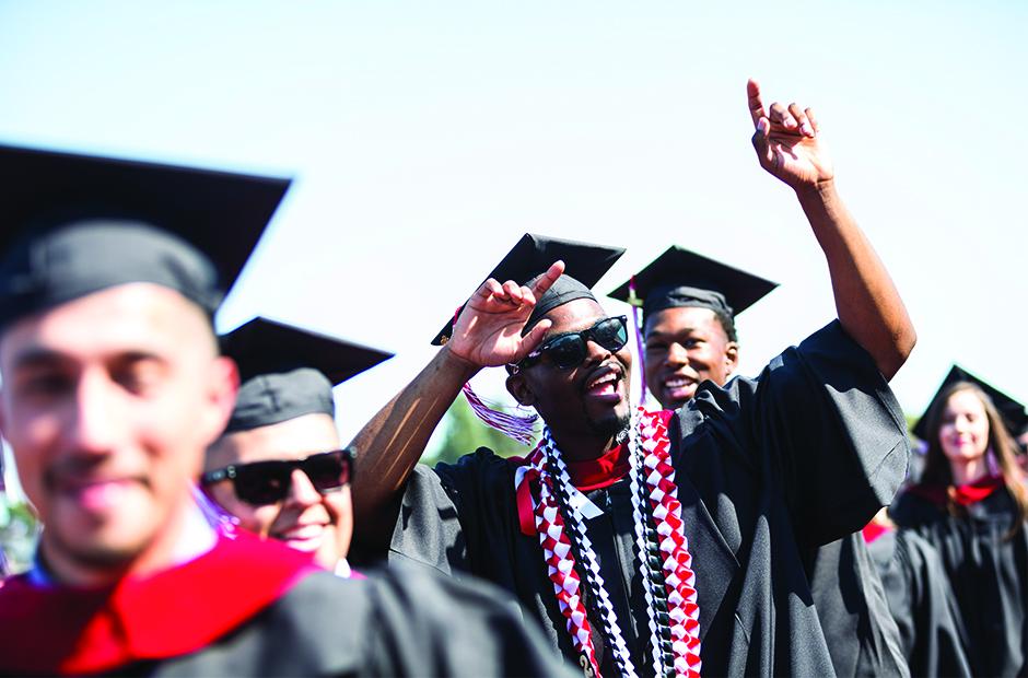 A shot of students at LBCC Commencement 2018