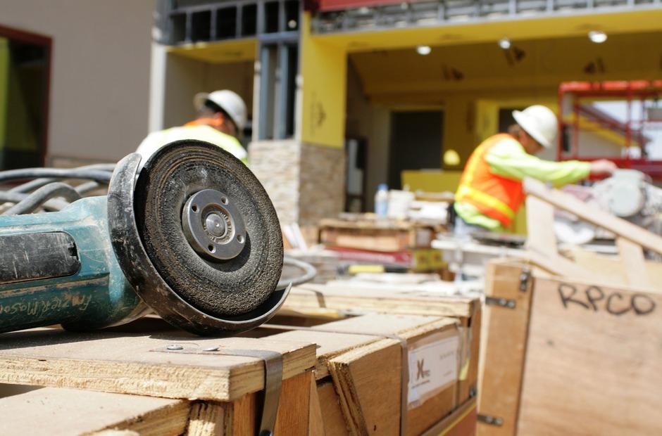 Construction workers on a job site.