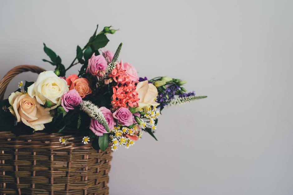 flowers in basket