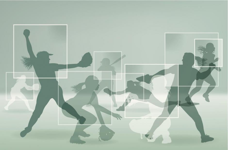 Girls Softball Players All-Star Background.