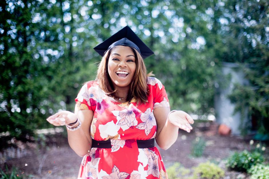 A student in a graduation cap.