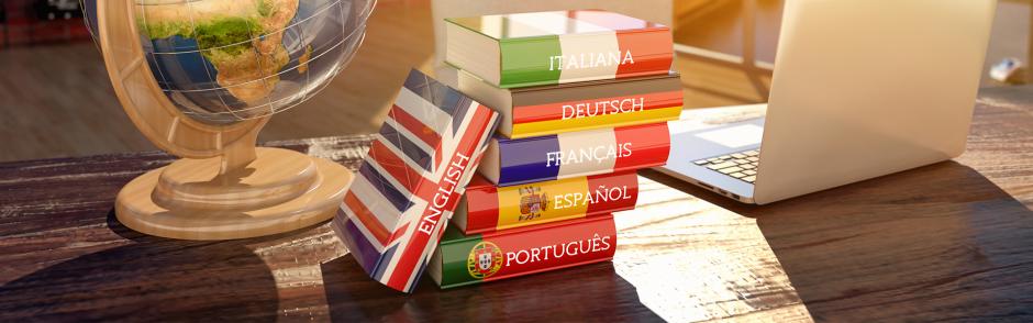 Languages learning and translate, communication and travel concept