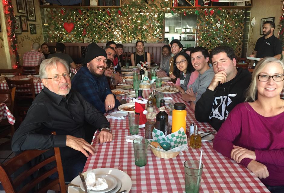 LBCC History Student Club members having dinner at a restaurant