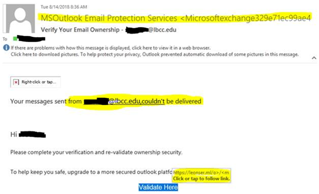phishing attempt was received by several employees