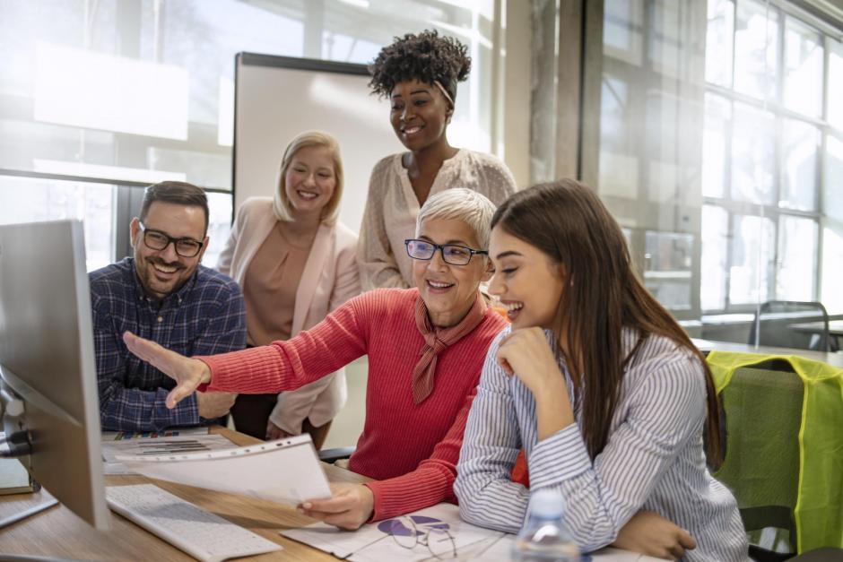 group of happy people- mentoring concept