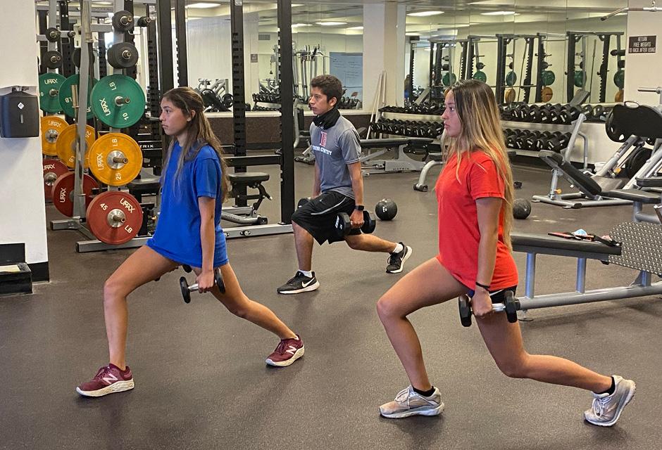 LBCC Kinesiology students working out at the gym