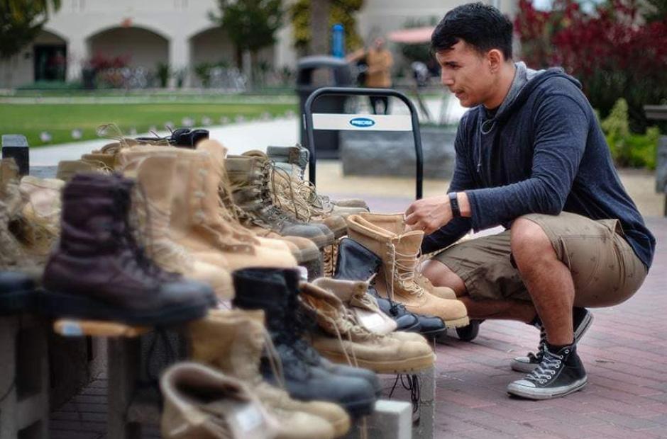 A Veteran working on campus with Work Study Opportunity at LBCC