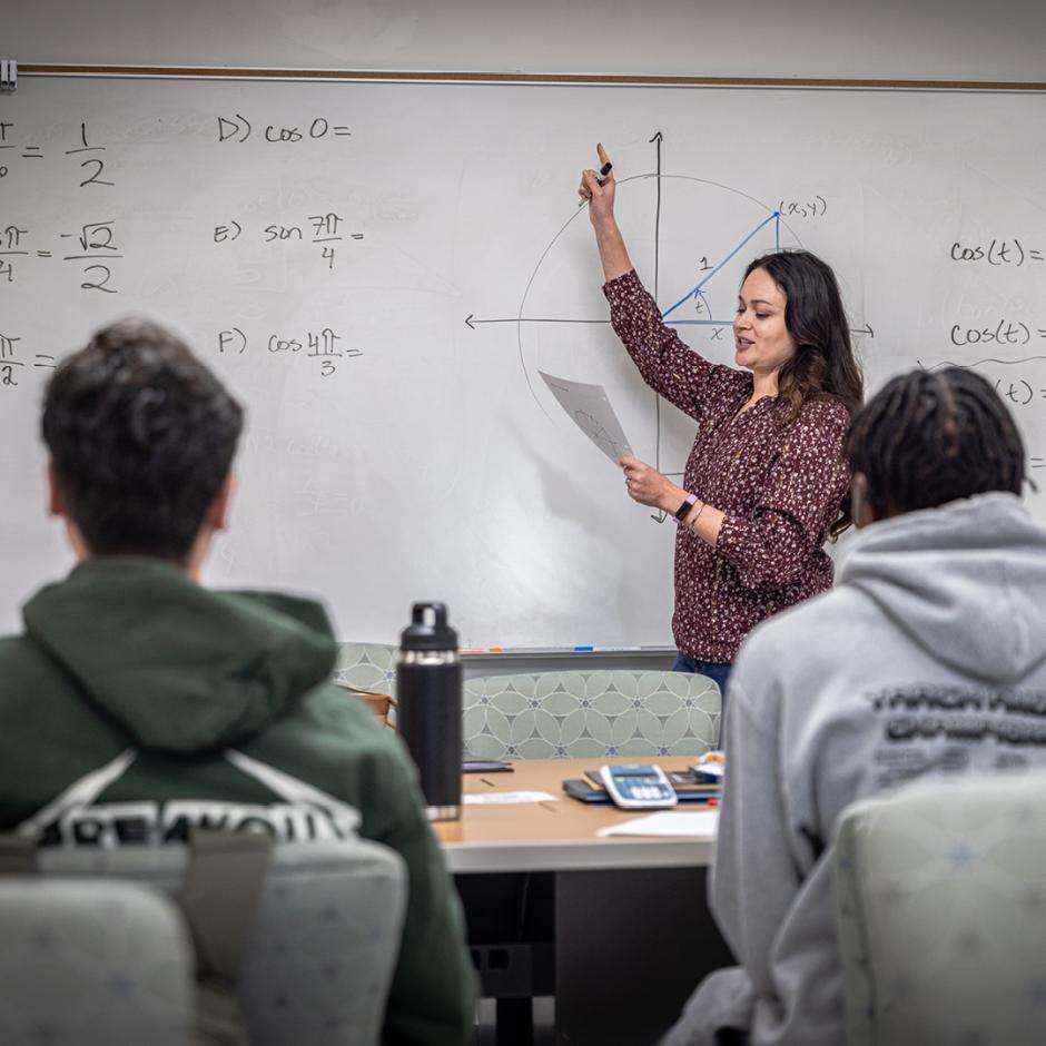 an LBCC professor teaching students at Math bootcamp