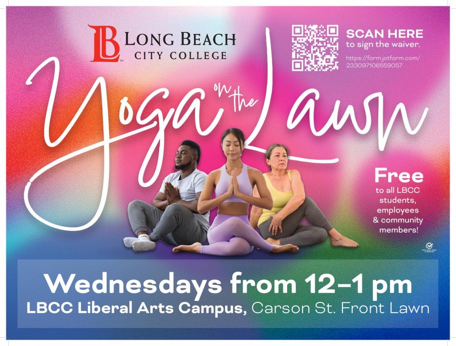 LBCC Lunch Yoga on the Lawn ad on every wednesday