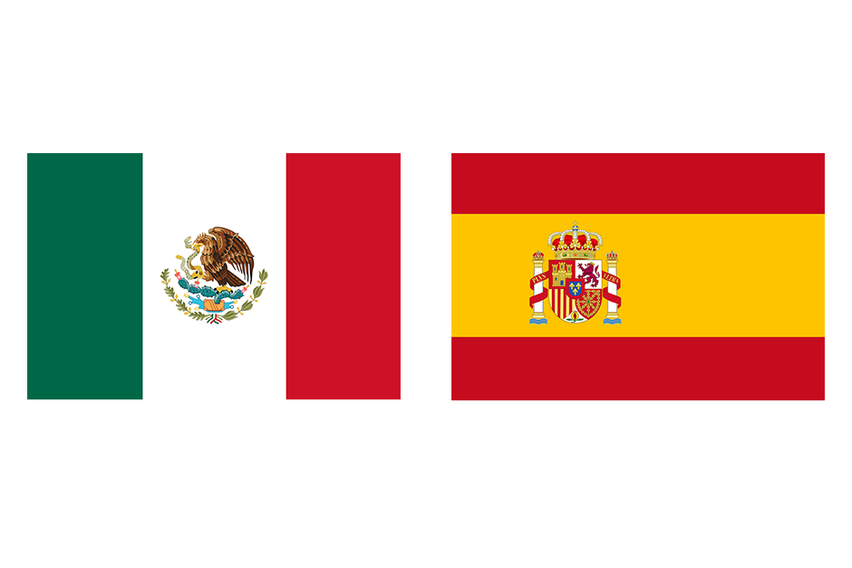 The flags of Mexico & Spain.