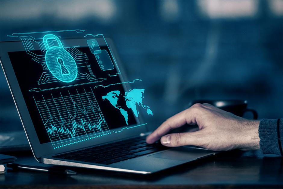 Cybersecurity on a computer 