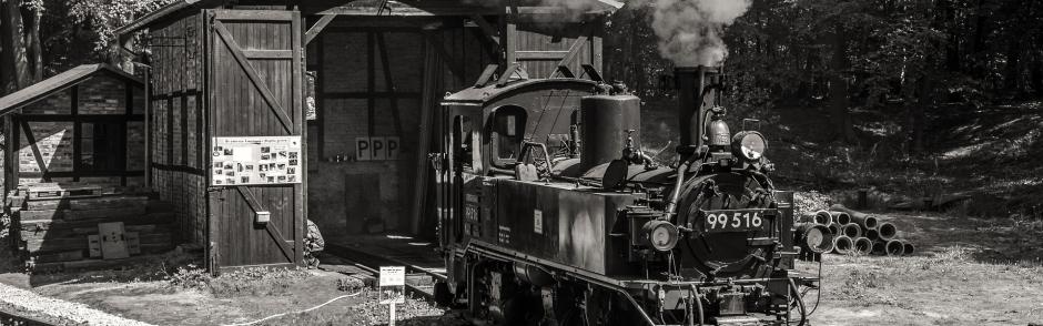 A vintage photo of a steam train.