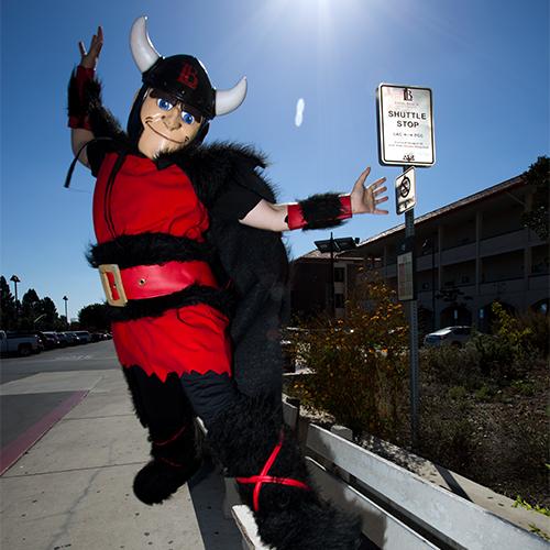 LBCC Ole at Bus Stop