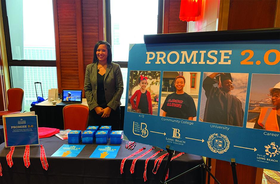 Promise 2.0 Promise pathway poster and event booth at the Long Beach City Bellweather event
