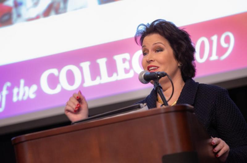 Superintendent-President Romali speaking at the 2019 State of the College Address.