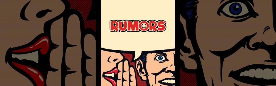 The marquee poster for the play, Rumors.