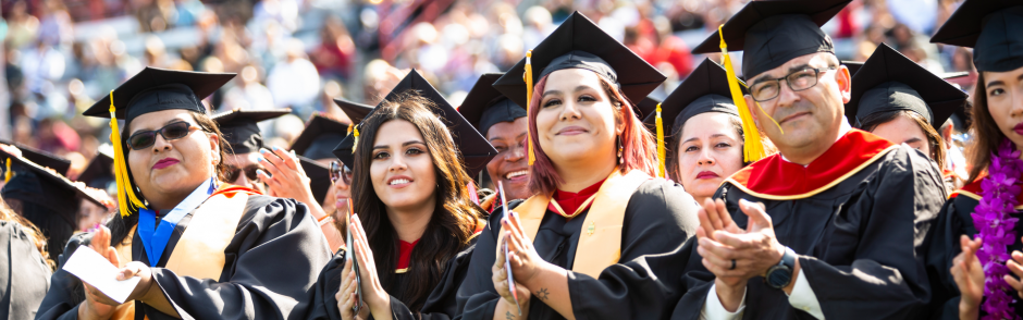 LBCC students cheering at graduation ceremony