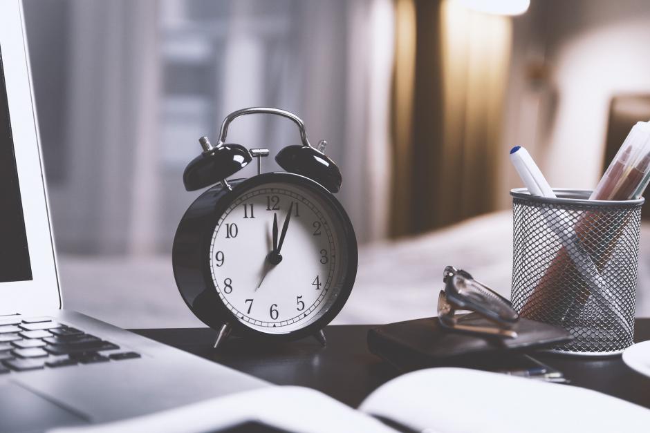 Clock on computer desk
