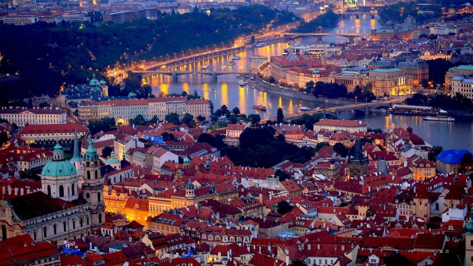 Nighttime view of Prague