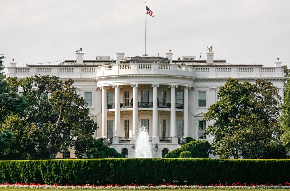 The front of the White House.