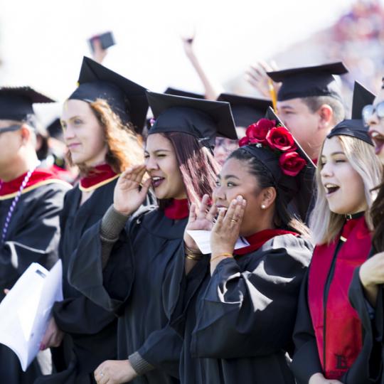 LBCC Students cheering at Commencement