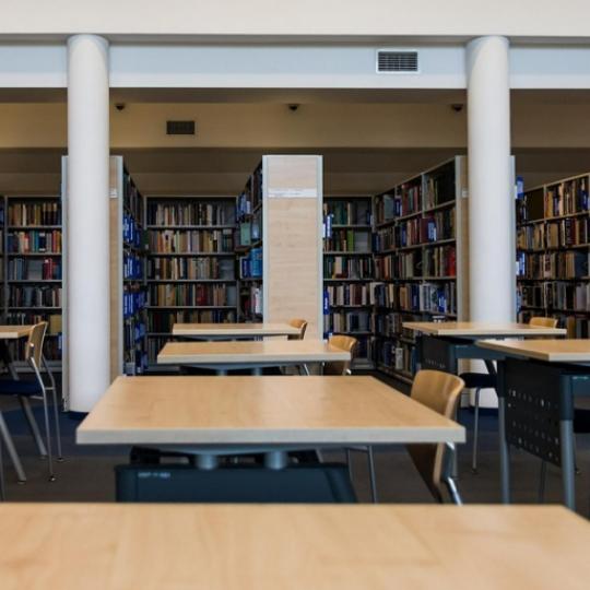Tables inside a library.