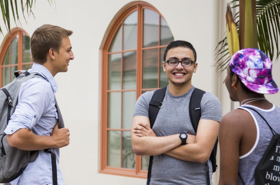 Three LBCC students standing on campus.