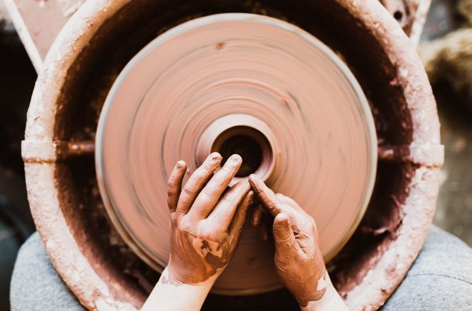 Clay on a potter's wheel.