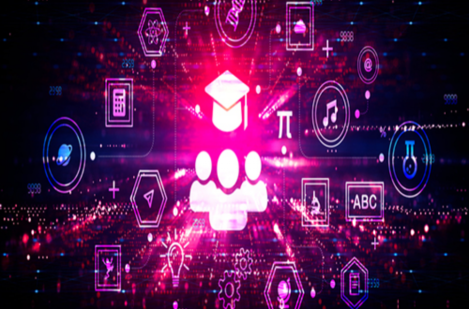 EdTech - Education Technology - Innovative New Ways to Learn and Teach - Education Icons on Technology Background - Conceptual Illustration