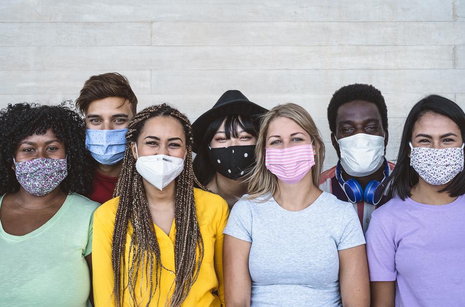 Students wearing masks.