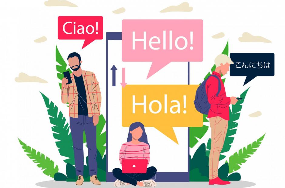 World Languages-Online multi language translator flat vector illustration.