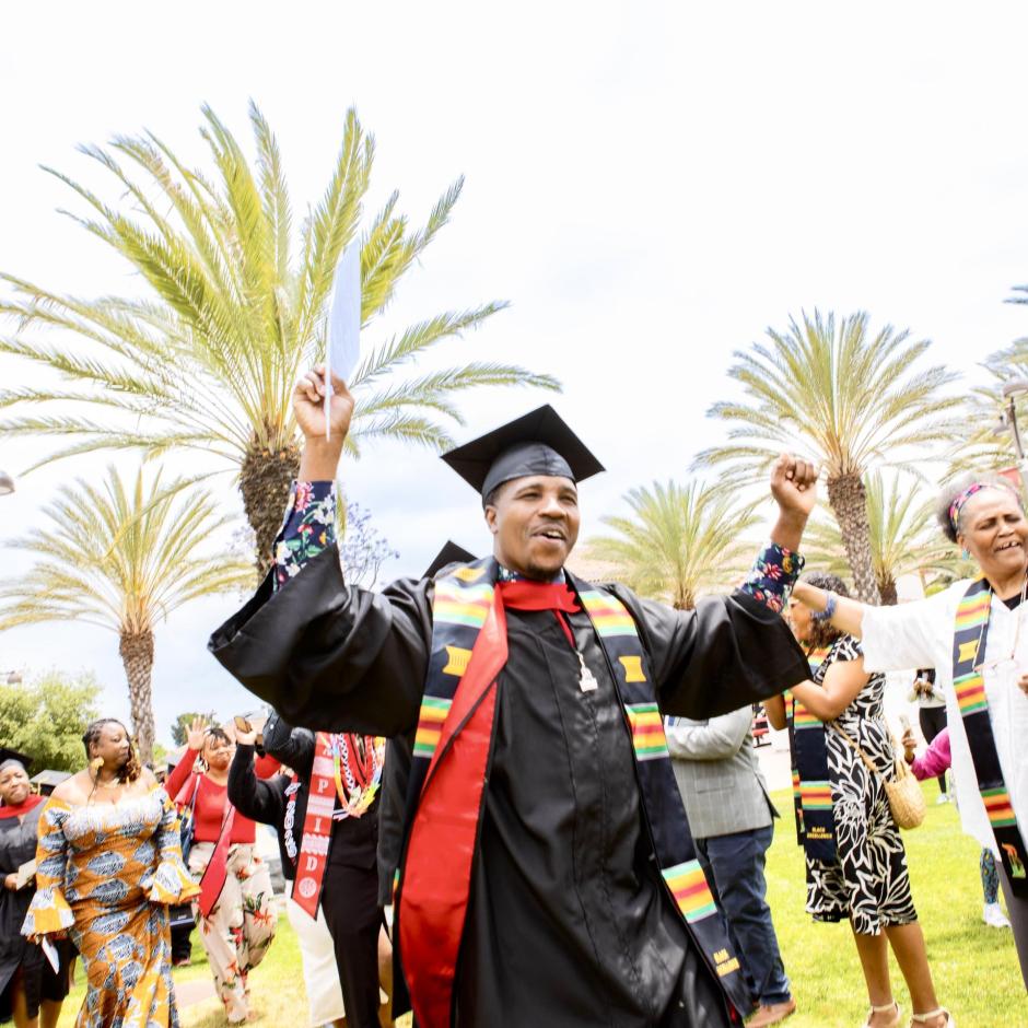 Black Student at Graduation Ceremony