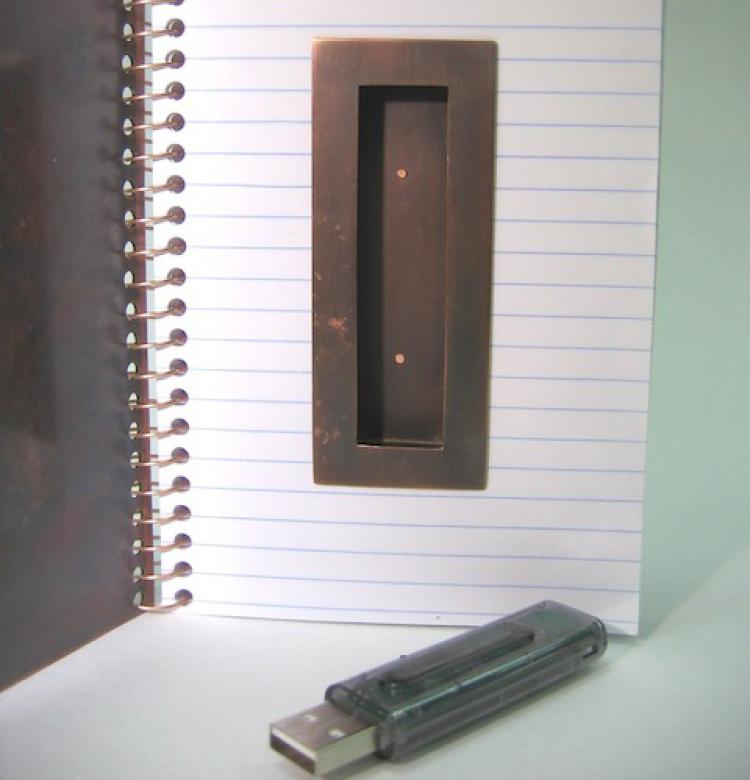 Laurie Hutton, Flash Drive Container, Copper, brass, paper