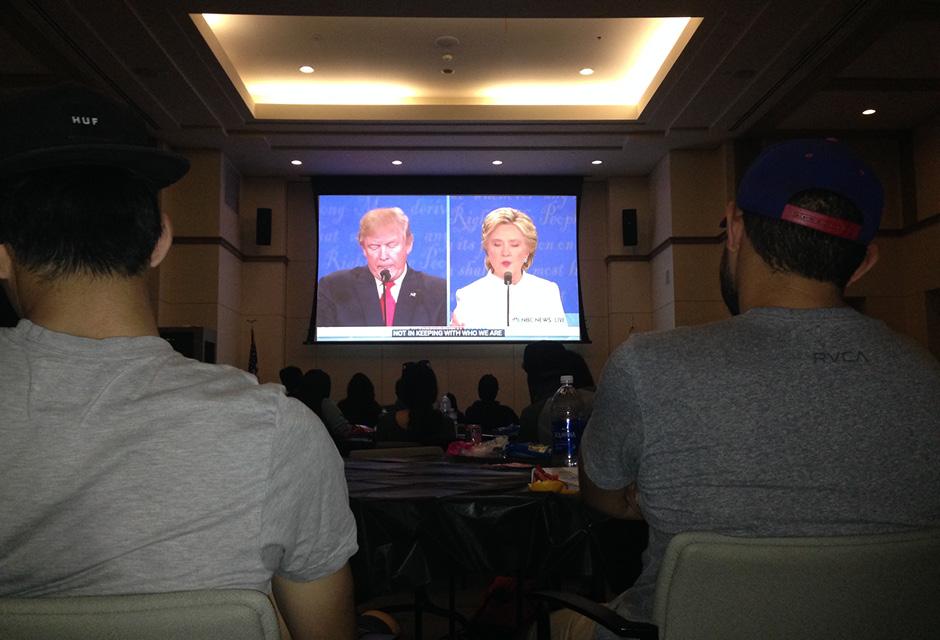 Long Beach City College students watch a live Presidential Debate, they learn and discuss aspects of Argumentation, Debate, and Critical Thinking. 
