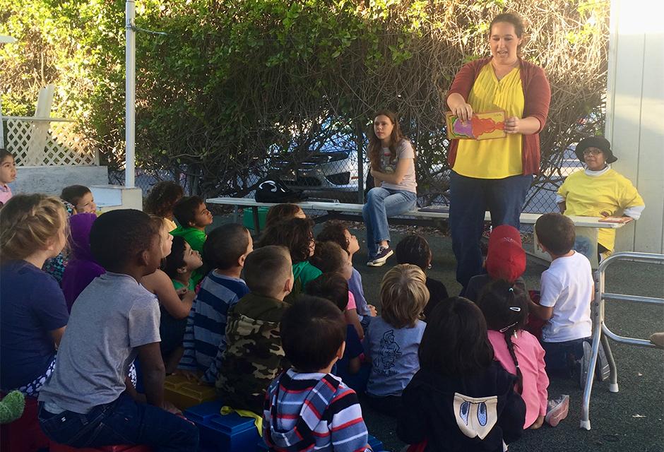 English Majors Club members collaborate with LBCC’s Child Development Center in a reading and storytelling event