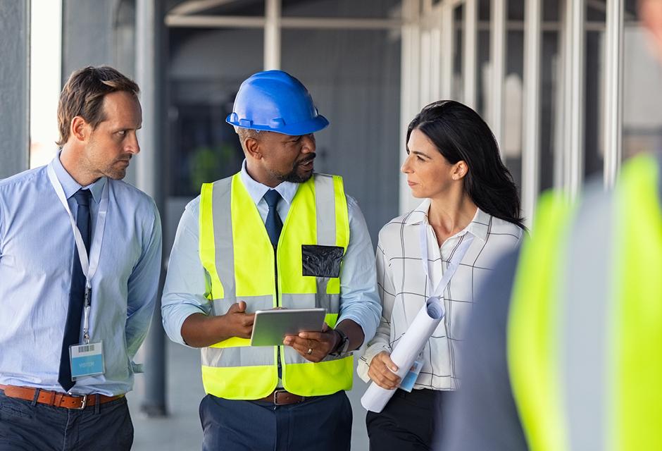 Engineer and architects at construction site