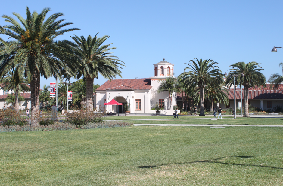 The front lawn near the A Building on the LA campus.