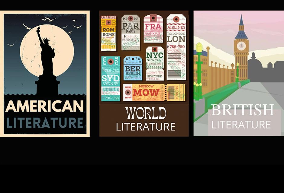 English posters for American Literature, world literature and british literature 