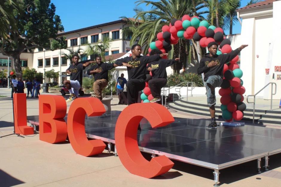 Alpha Phi Alpha Fraternity Inc. performed a step show for students at the HBCU Caravan event at Long Beach City College on Wednesday, Oct. 29, 2025. (Photo by Christina Merino, Press-Telegram/SCNG) HBCU event at LBCC